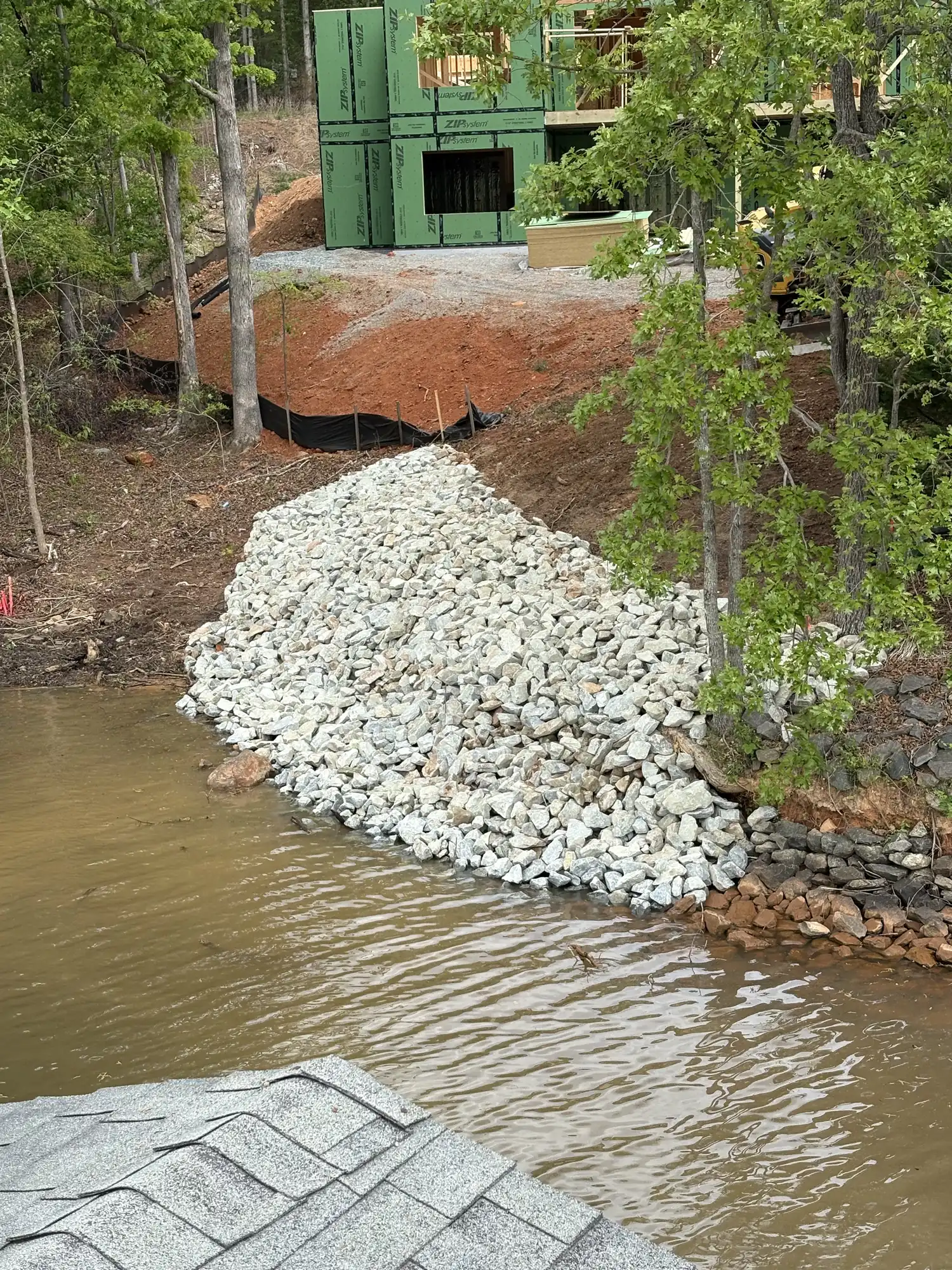 Erosion control with landscape fabric near Smith Mountain Lake
