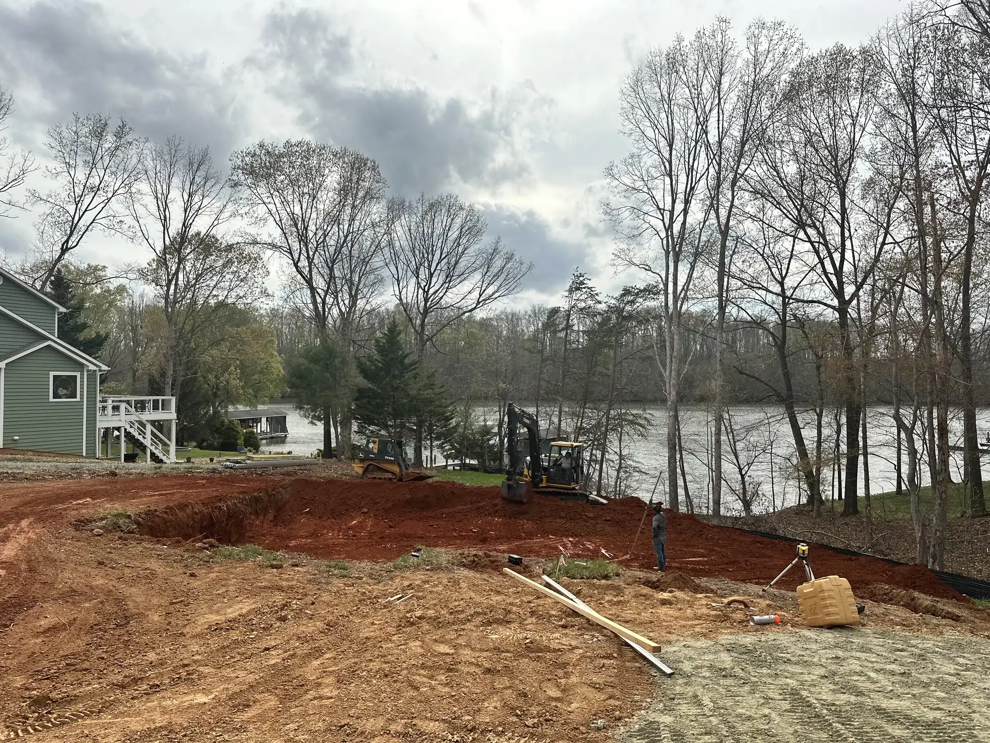 Waterfront foundation excavation and site preparation in the Roanoke area