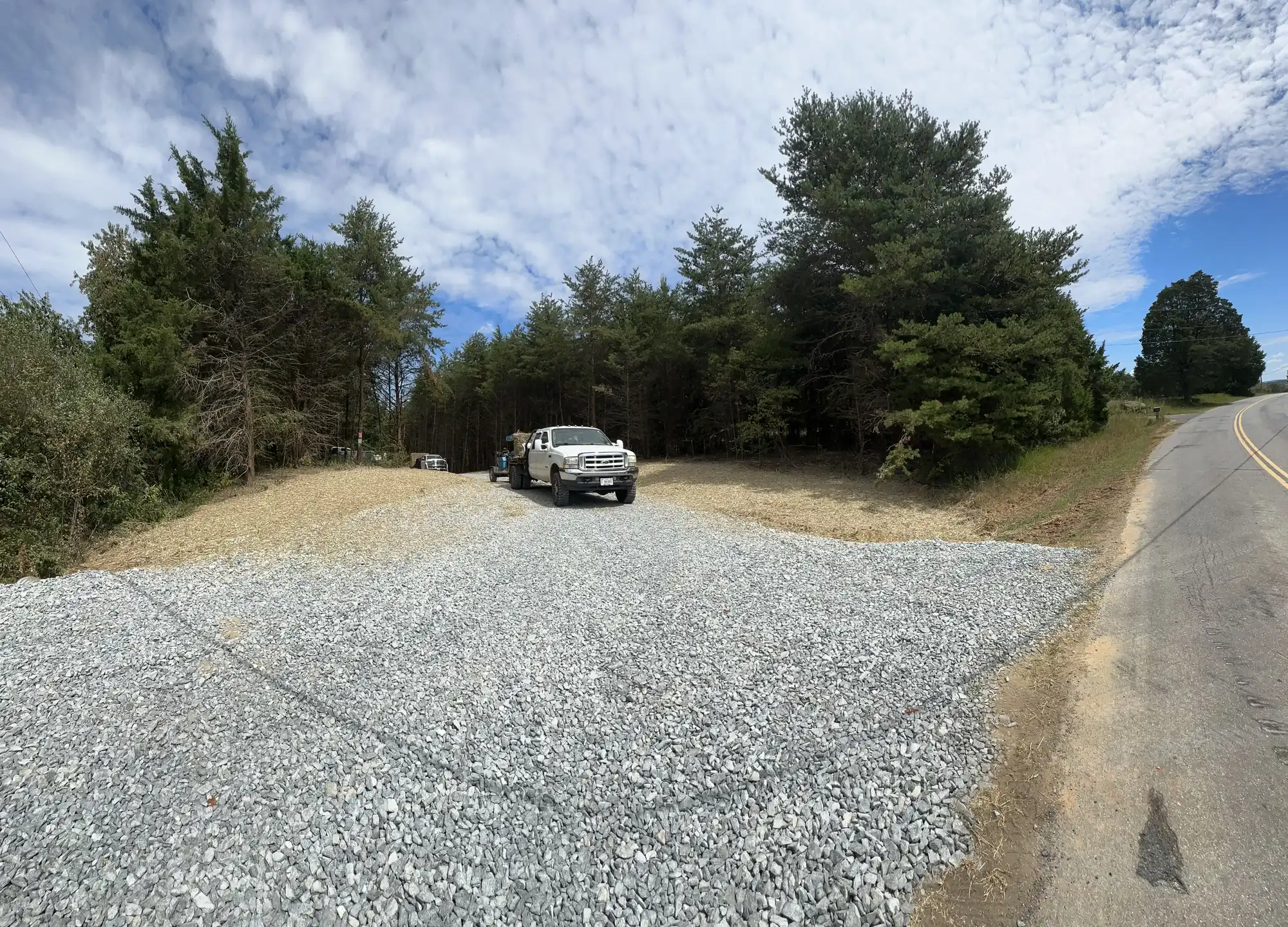Gravel driveway entrance from road near Roanoke