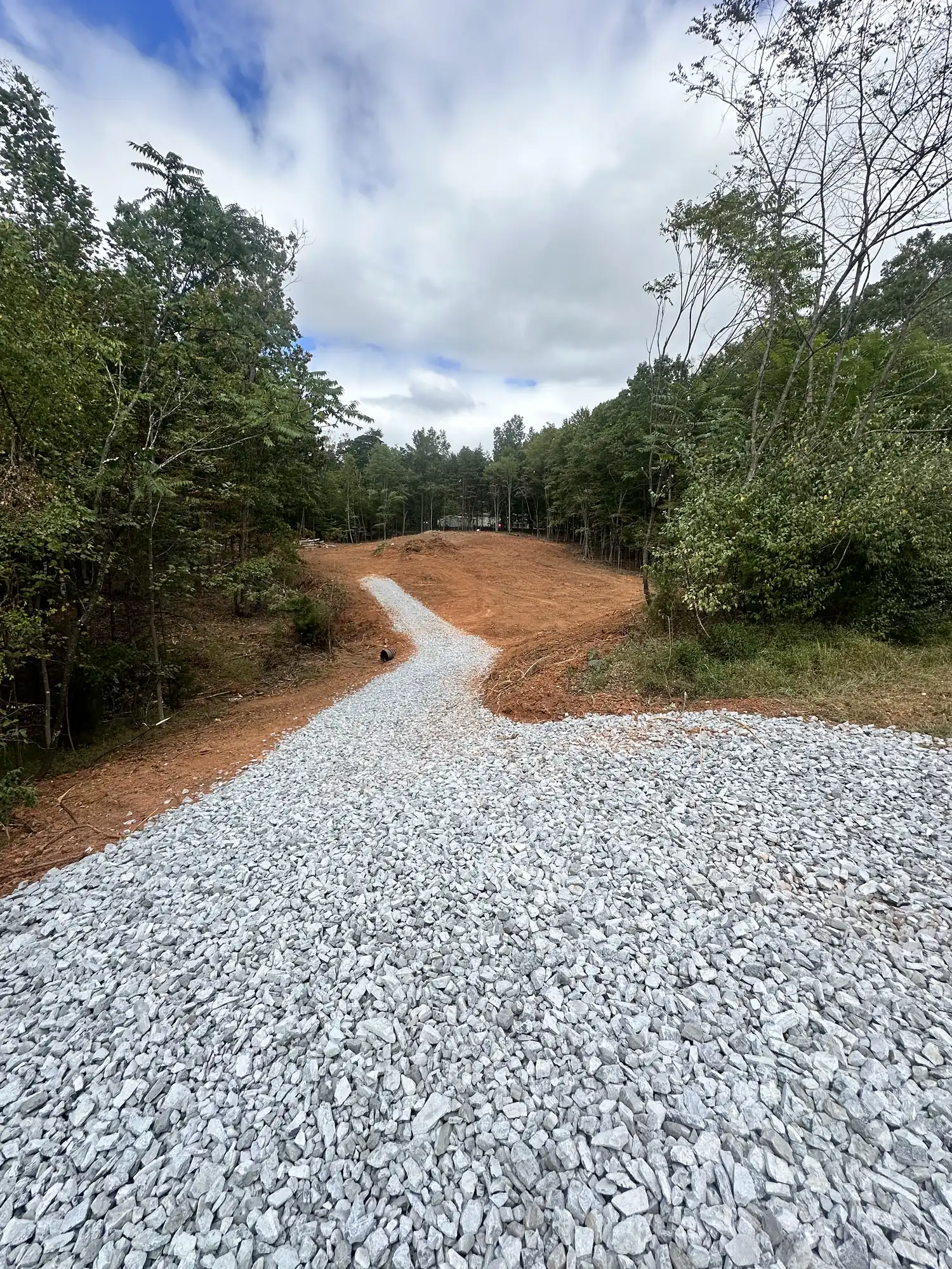 Temporary gravel driveway for construction site access